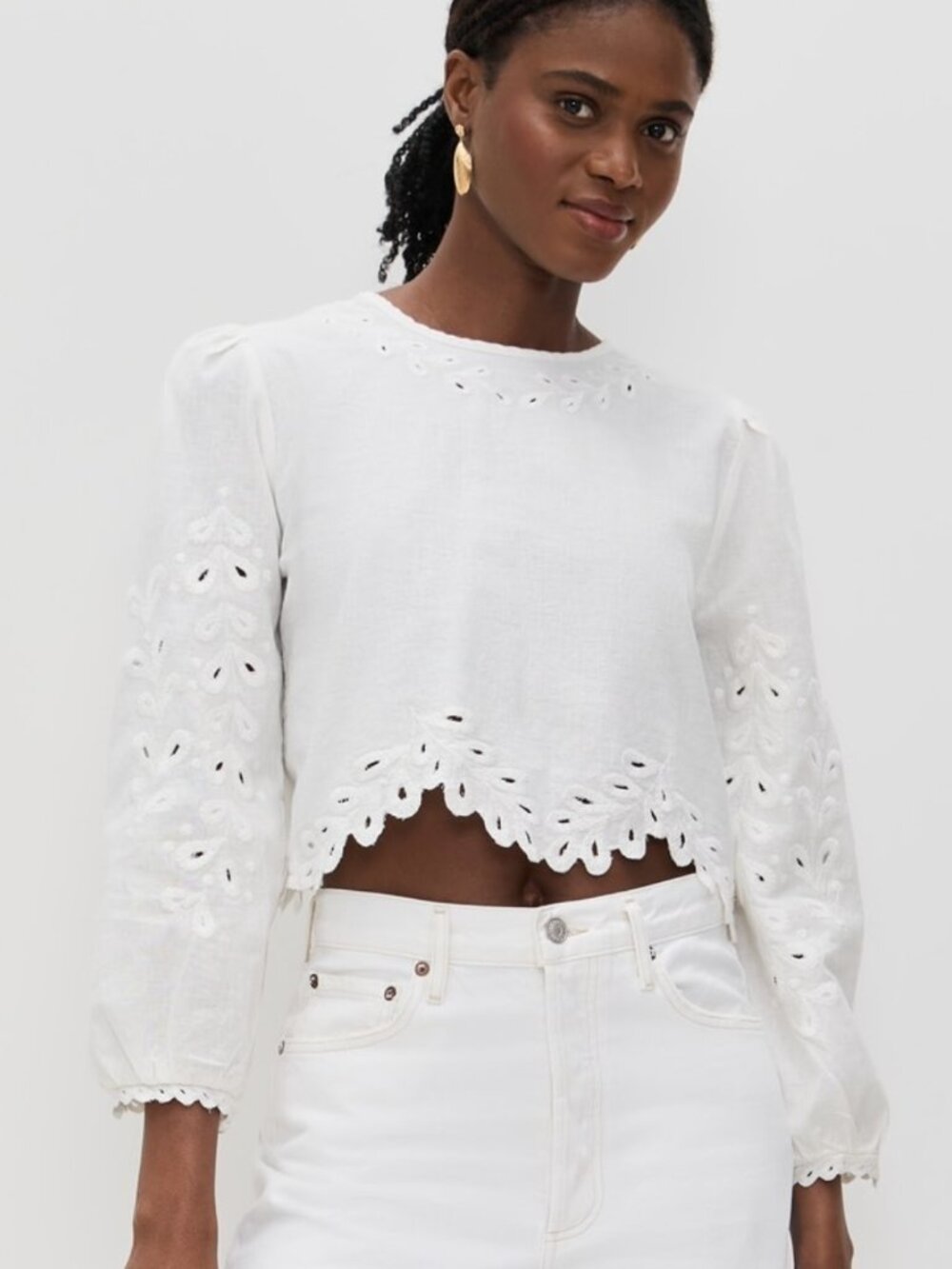 Z Supply White Set: Long Sleeve M with a Linen Tunic Top w/ Matching S Shorts - Picture 5 of 9